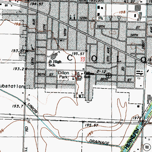 Topographic Map of Dillon Elementary School, IL