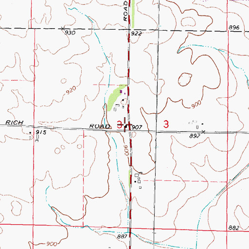 Topographic Map of Hueber School (historical), IL