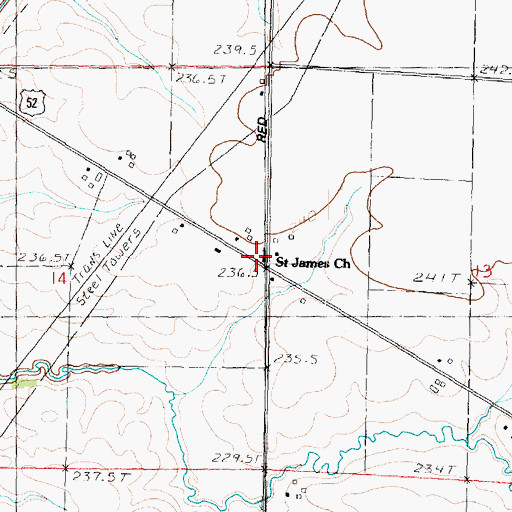 Topographic Map of Saint James Church, IL