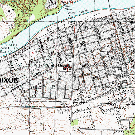 Topographic Map of Lincoln Elementary School, IL