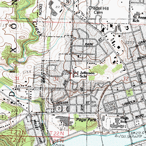 Topographic Map of Jefferson Elementary School, IL