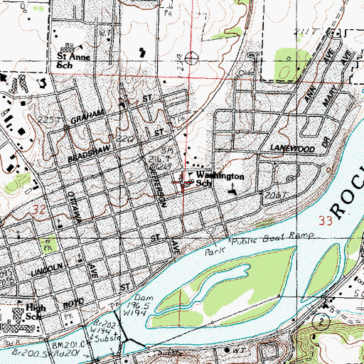 Topographic Map of Washington Elementary School, IL