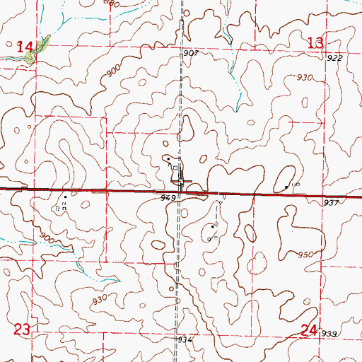 Topographic Map of Hillson School (historical), IL