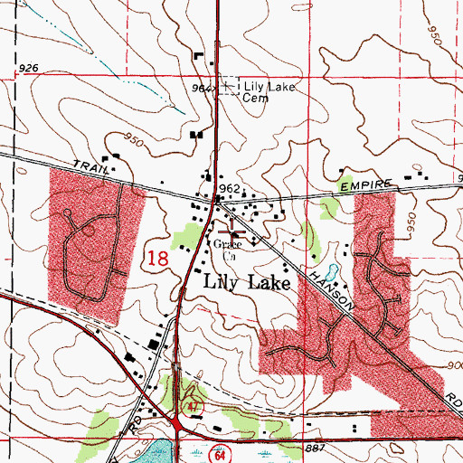 Topographic Map of Grace Lutheran Church, IL