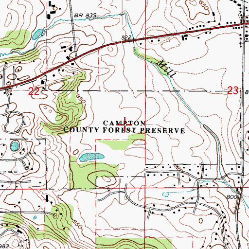 Topographic Map of Campton County Forest Preserve, IL
