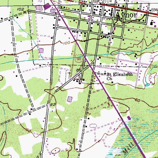 Topographic Map of Aynor School (historical), SC
