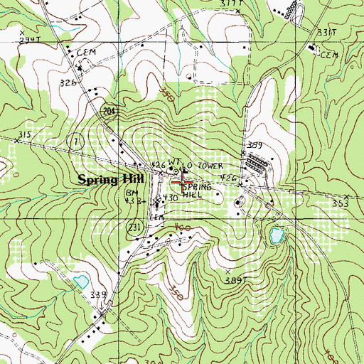 Topographic Map of Spring Hill, SC
