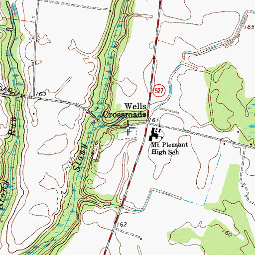 Topographic Map of Wells Cemetery, SC