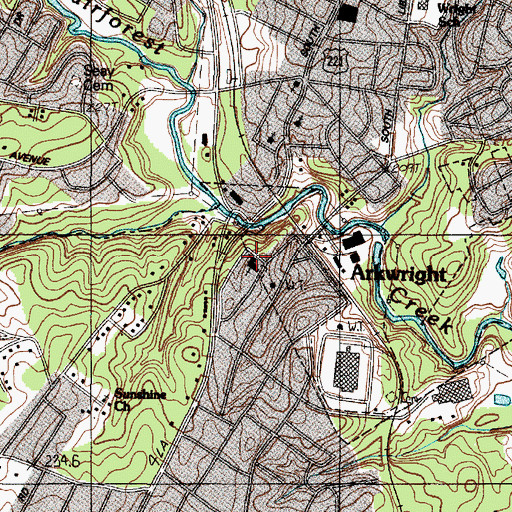 Topographic Map of Arkwright Baptist Church, SC
