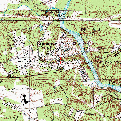 Topographic Map of Converse Baptist Church, SC