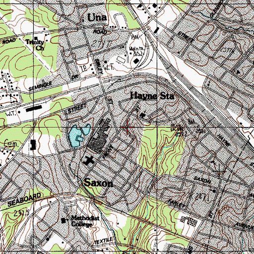 Topographic Map of Saxon Baptist Church, SC