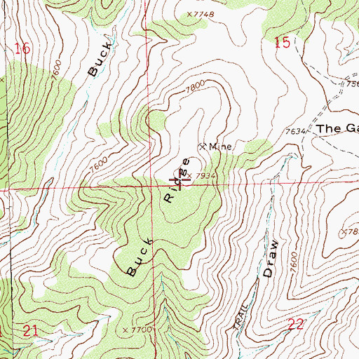 Topographic Map of Buck Ridge, CO