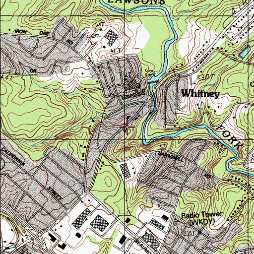 Topographic Map of Whitney Baptist Church, SC