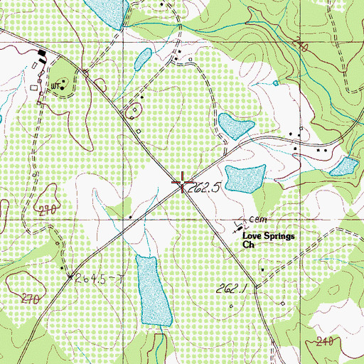Topographic Map of Love Springs, SC