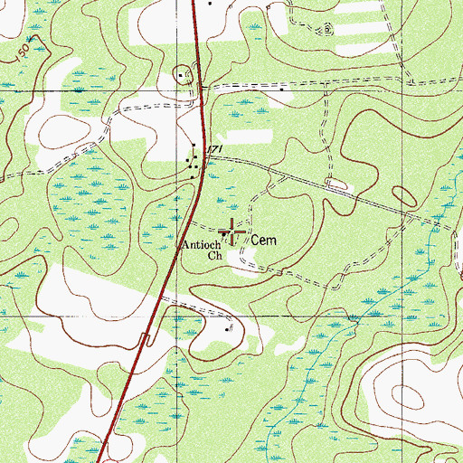 Topographic Map of Antioch Cemetery, SC