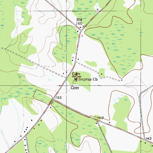 Topographic Map of Smyrna Cemetery, SC