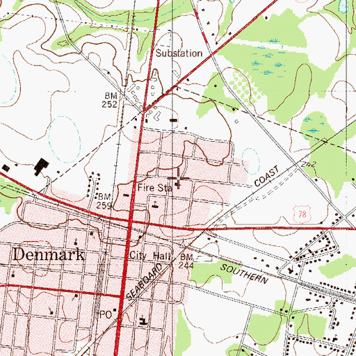 Topographic Map of Denmark Presbyterian Church, SC