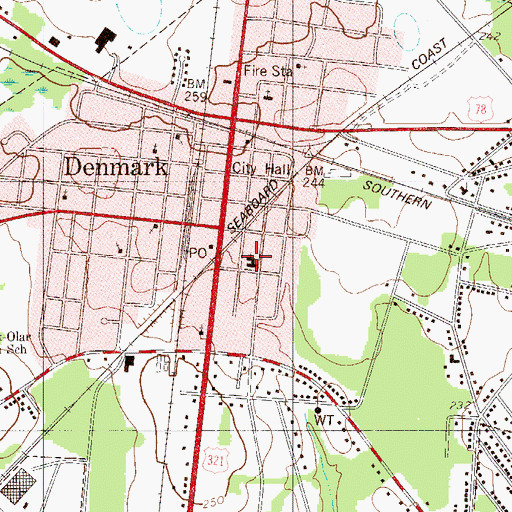 Topographic Map of First Baptist Church, SC