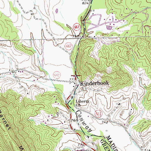 Topographic Map of Bootons Mill (historical), VA