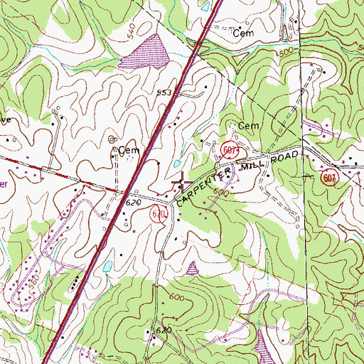 Topographic Map of Carpenter School (historical), VA