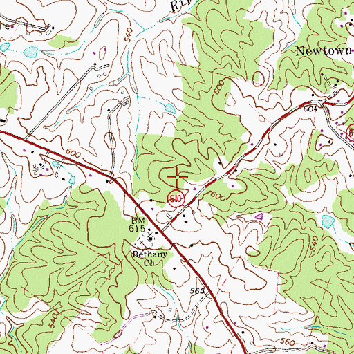 Topographic Map of Cavesville (historical), VA