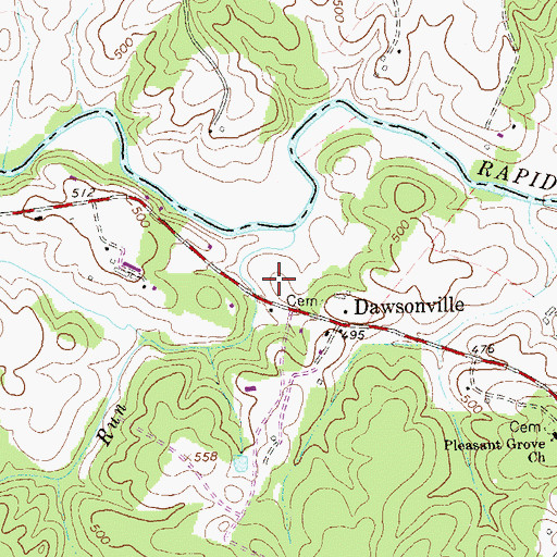 Topographic Map of Dawsonville Post Office (historical), VA