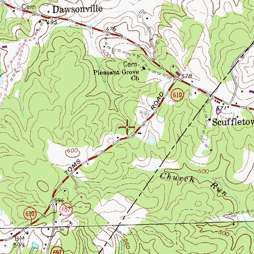 Topographic Map of Dawsonville School (historical), VA