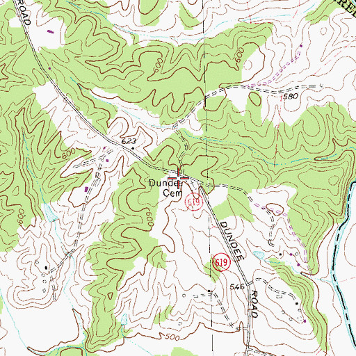 Topographic Map of Dundee Baptist Church (historical), VA