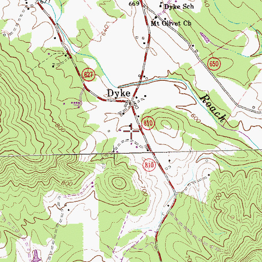 Topographic Map of Dyke Post Office (historical), VA