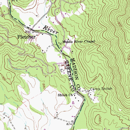 Topographic Map of Fletcher Post Office (historical), VA