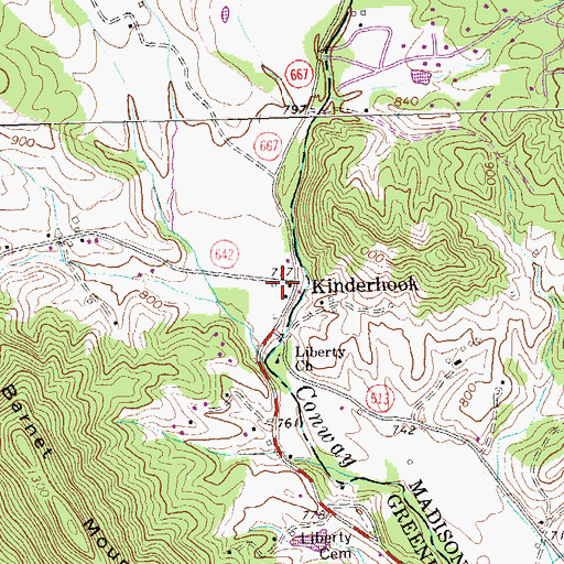 Topographic Map of Kinderhook Post Office (historical), VA