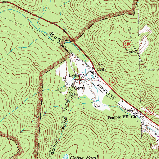 Topographic Map of Lydia Mennonite Church, VA