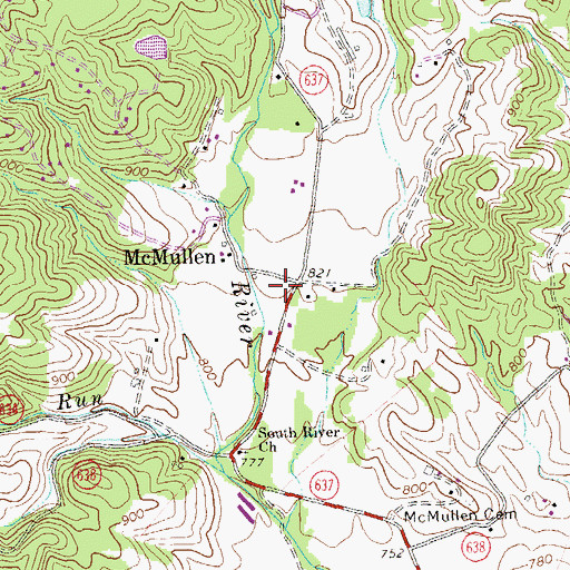 Topographic Map of McMullen Post Office (historical), VA