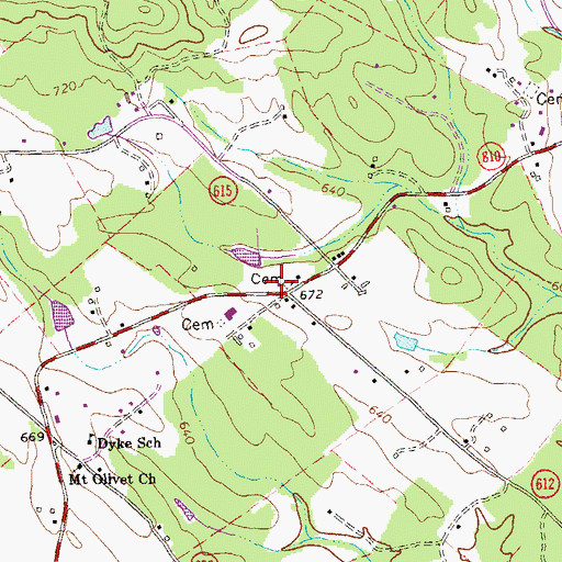 Topographic Map of March Post Office (historical), VA