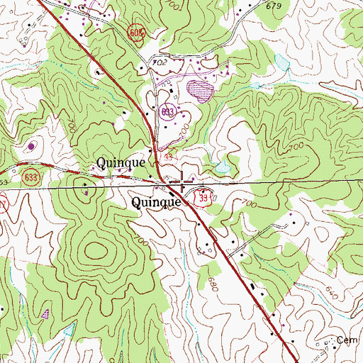 Topographic Map of Quinquie Post Office (historical), VA
