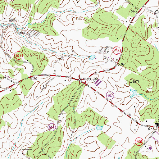 Topographic Map of Ridge School (historical), VA