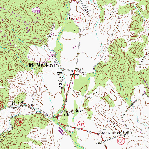 Topographic Map of South River School (historical), VA