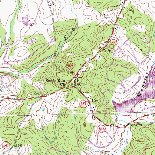 Topographic Map of Swift Run School (historical), VA