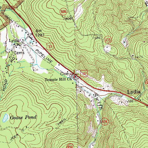 Topographic Map of Temple Hill Methodist Episcopal Church (historical), VA