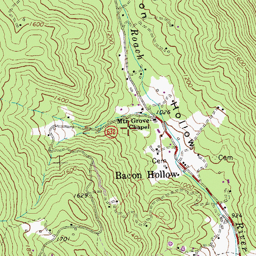 Topographic Map of Victory School, VA