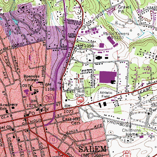 Topographic Map of Braxton Heights, VA