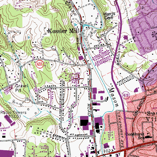 Topographic Map of Carlton Park, VA