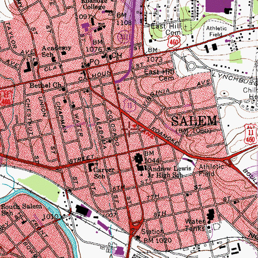 Topographic Map of Central United Methodist Church, VA