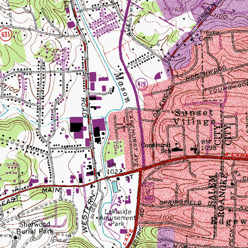 Topographic Map of Edgewood, VA