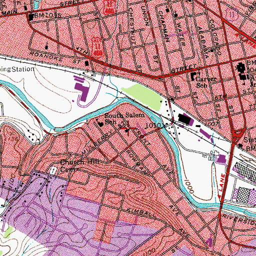 Topographic Map of First Christian Church, VA