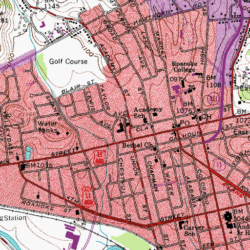 Topographic Map of First United Methodist Church, VA
