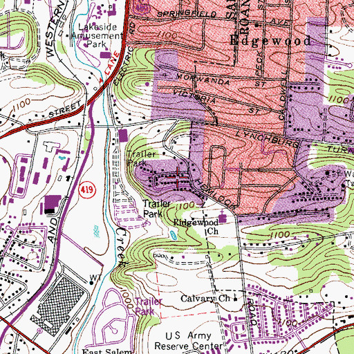 Topographic Map of Hillview Park, VA