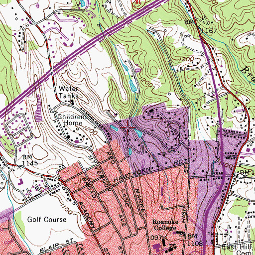 Topographic Map of Honeysuckle Bluff, VA