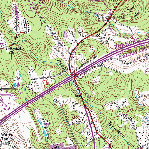 Topographic Map of Interchange 140, VA