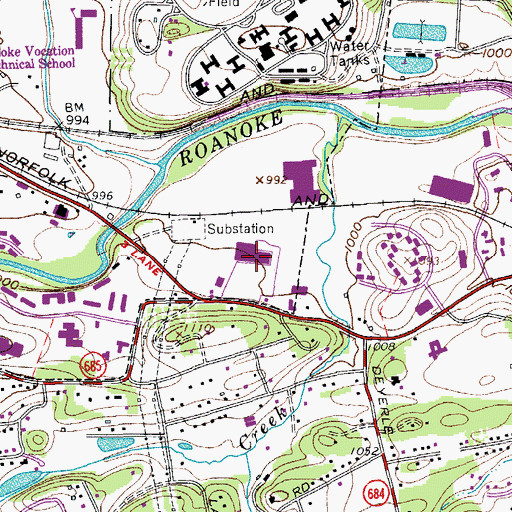 Topographic Map of Lee-Hi Shopping Center, VA
